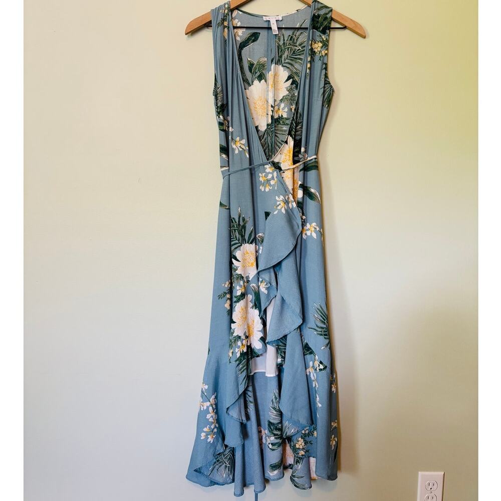 Leith Tropical Floral Wrap Dress XS Sleeveless Summer Feminine Cottage - Picture 2 of 8